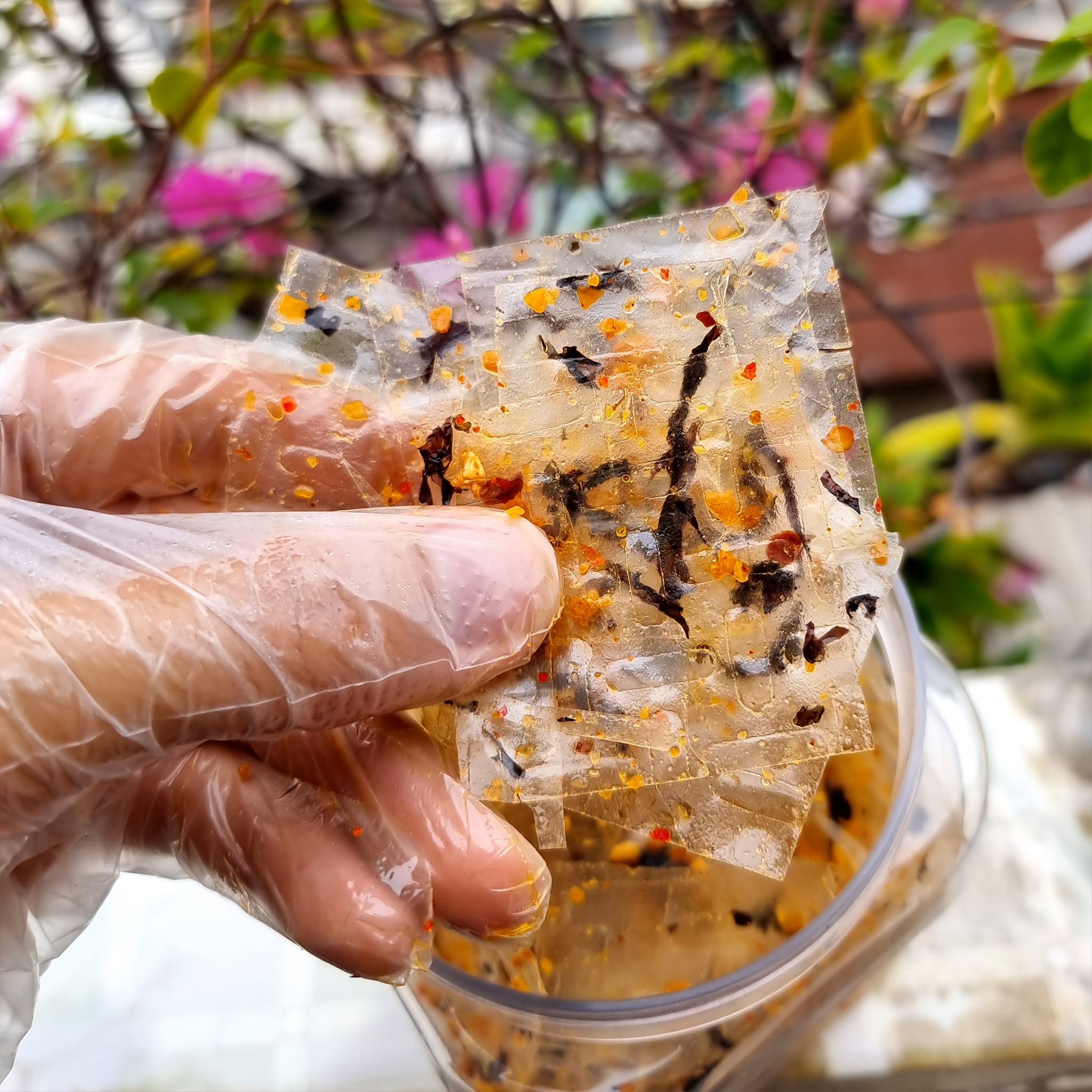 bánh tráng trộn rong biển cháy tỏi cô út long an